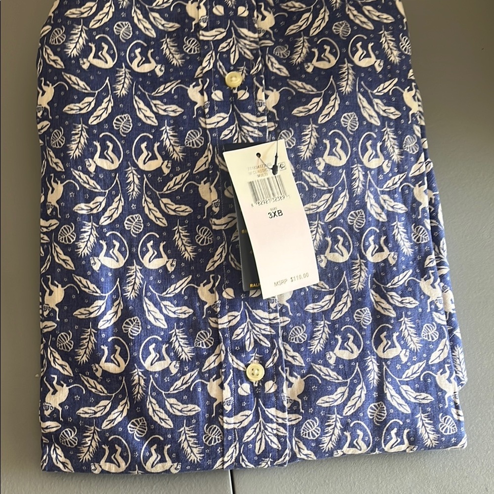 Ralph Lauren Blue and White Casual Button Down Shirt